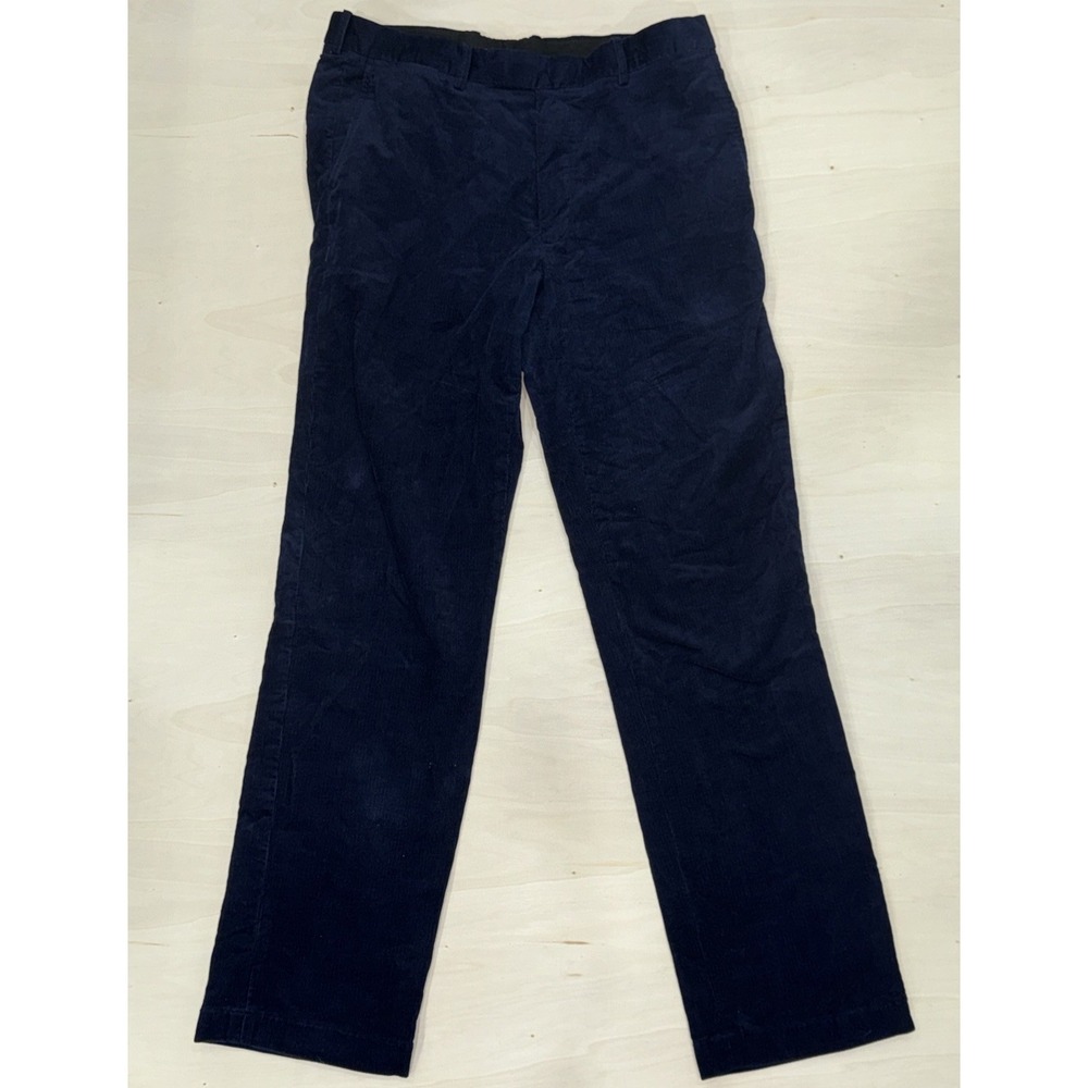 RLX Ralph Lauren Navy Blue Corduroy Pants Mens 36x34 Stretch Flat Front Cords